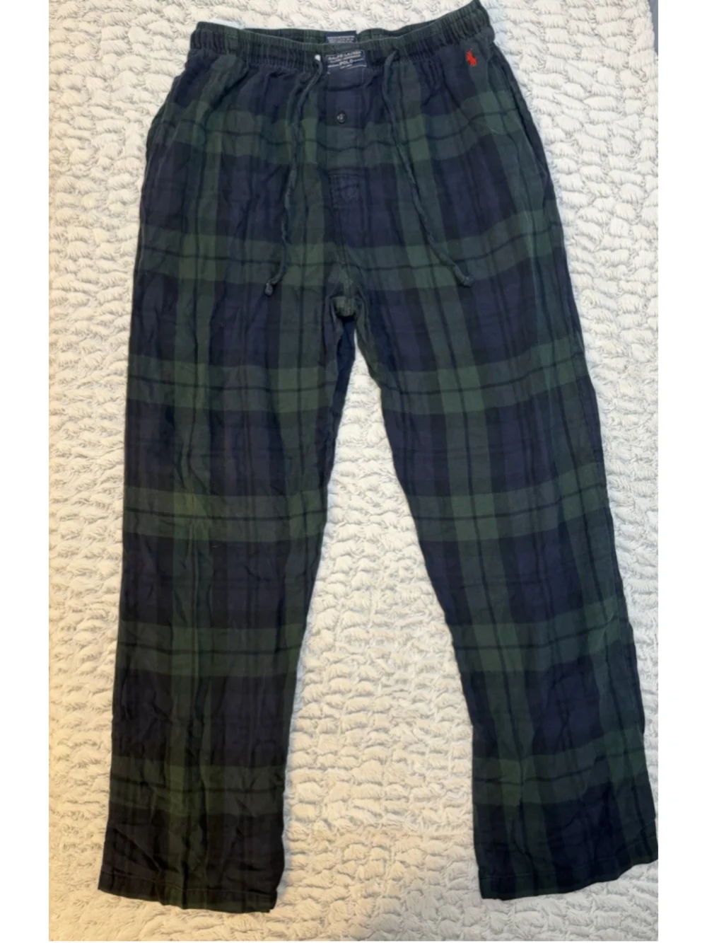 Polo Ralph Lauren Men's L Plaid Flannel Cotton Pajama Pants Drawstring Waist